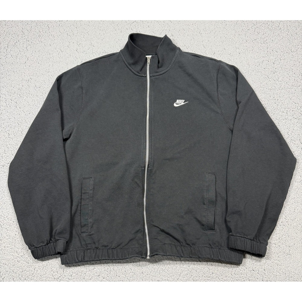 Nike Track Jacket Mens Medium Black Full Zip Elastic Waist‎ Cotton FQ3426-010